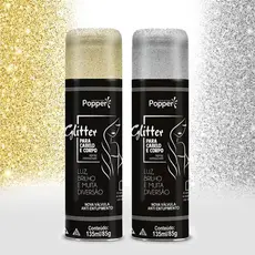 Spray De Glitter Cabelo e Corpo Popper 135ml