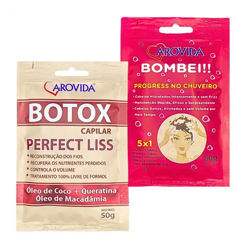 Kit 02 Sache Hidratação Capilar Progress Chuveiro E Botox