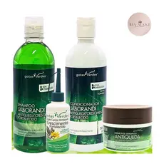 Kit Antiqueda Shampo Condicionador Loção e Creme Pós Shampoo Gotas Verdes