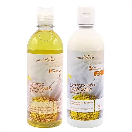 KIT Shampoo E Condicionador Iluminador Gotas Verdes Camomila