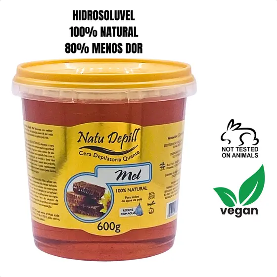 Hidro Cera Depilatoria Natu Depill Profissional 100% Natural Base de Agua Pele Sensível 600g