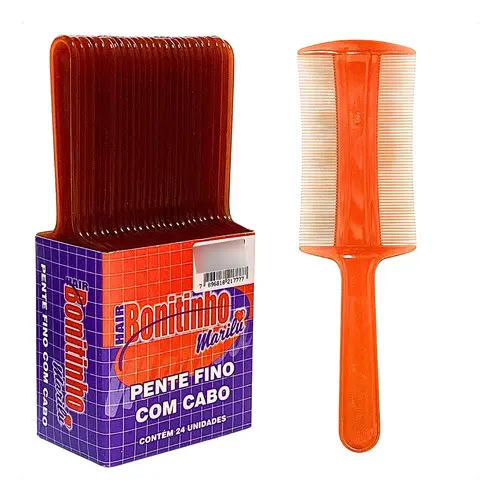 Kit 24 Pente Fino Com Cabo Tratamento Piolhos Cabelo Caspa Âmbar