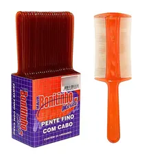 Kit 24 Pente Fino Com Cabo Tratamento Piolhos Cabelo Caspa Âmbar