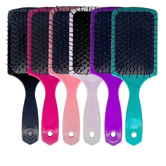 Escova Almofadada Escobel Raquete Quadrada Desembaraça Fácil Anti Frizz Massagem Capilar Uso Diário