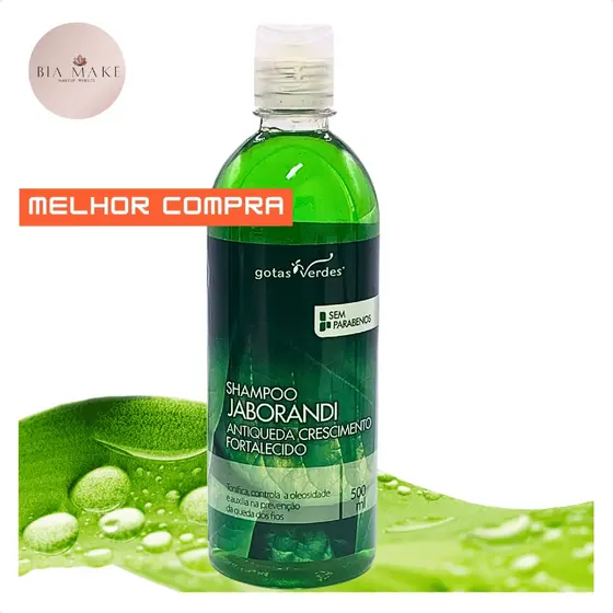 Shampoo Gotas Verdes Jaborandi Antiqueda Fortalecedor Crescimento Capilar Limpeza Profunda 500ml