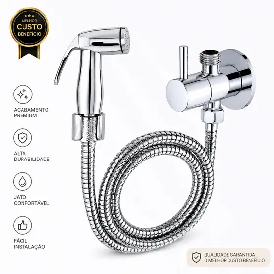 Ducha Higienica Chuveirinho Abs Cromado Completa Para Banheiro / Lavabo 1/4 de Volta