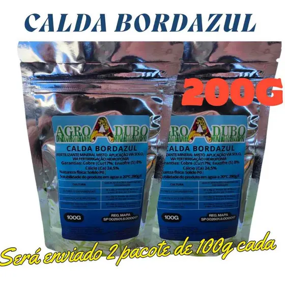 Calda Bordalesa Pacote 200g Foliar Calcio + Cobre