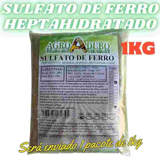 Fertilizante 1kg Sulfato De Ferro 20%(fe) Heptahidratado