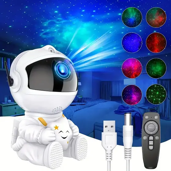 Mini Projetor De Luz Noturna Estrela De Astronauta Decoração Para Galáxia Luz De Luminaria Girado Céu Estrelada