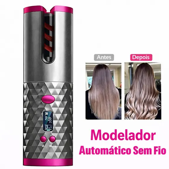 Modelador De Cachos Ferro Automático Sem Fio Com Bateria Recarregável Embutida Cerâmica