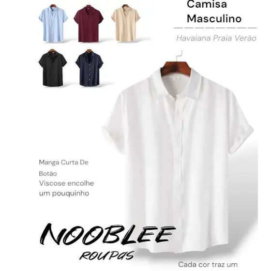 Men's Social Shirt Curta Sleeve Slim Fit Luxury Detail ViscoLinho