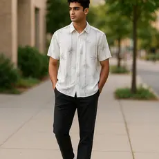 Camisa Masculina Estilo Havaiano Floral Palha | Casual, Leve e Elegante