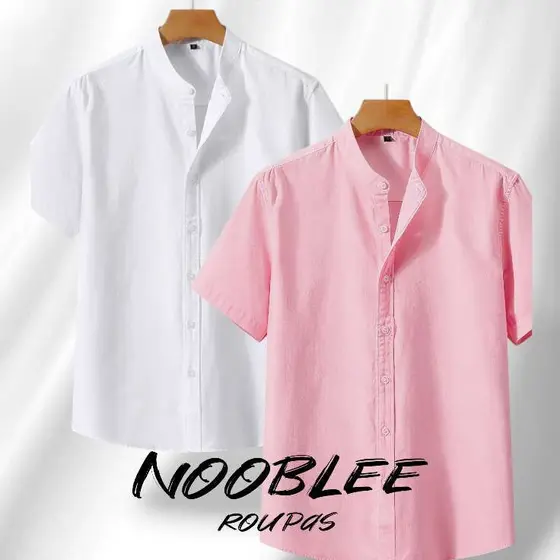 JL  KIT 2  Camisa Sosial Gola Padre Slim Fit Caasual Premium