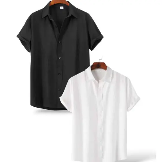 JL . KIT 2 Camisa POLO social masculino manga curta de bootao lisa top uso na praia