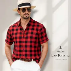 camisa xadrez cocial manga curta novo masculino