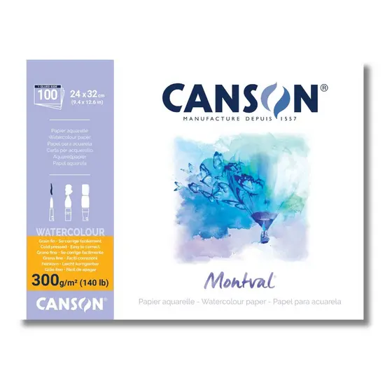 Bloco de Papel para Aquarela Montval Max Pack, A4, 100 folhas 300g - Canson