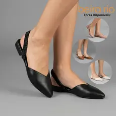 Sapatilha Beira Rio Feminina Slingback Bico Fino Elástico Confortável Calce Fácil