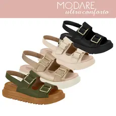 Sandalia Feminina Modare Papete Plataforma Velcro Ortopedica Conforto