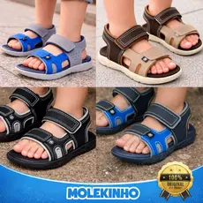 Sandália Molekinho Papete Baby Meninos Ajustável Confort Napa Passeio ORIGINAL