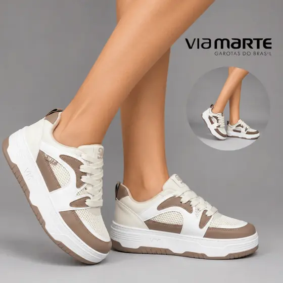 Tênis Casual Feminino Via Marte Plataforma Flatform Confortável Estilo  Moda