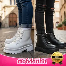 Bota coturno infantil brilho strass menina confort Molekinha