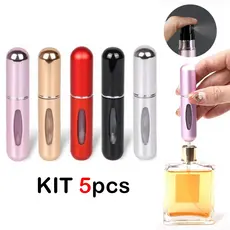 porta perfume mini frasco kit 5pcs recarregavel bolsa viagem