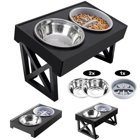 Comedouro Bebedouro Pet Elevado Duplo 2x Inox Cães Ajustável