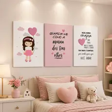 Kit 3 quadros decorativos menina dos teus olhos 20x30