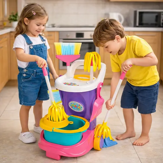 Carrinho De Brinquedo Infantil Kit Completo Limpeza Crianca Educativo