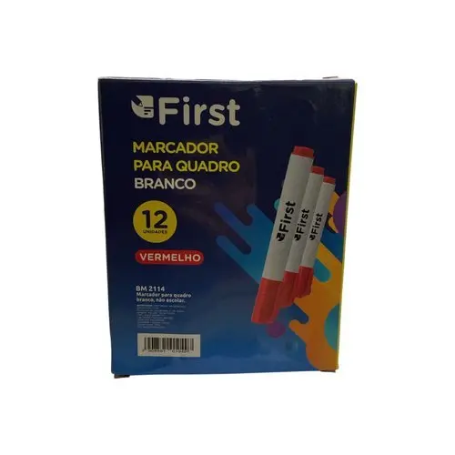 Kit Canetas Quadro Branco Vermelho 12 Unidades Tinta Apagável Escritório Escola