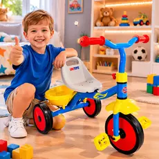 Triciclo Infantil Azul Motoca Criança +18 Meses Pedal Seguro Resistente Até 30kg Confortável Unitoys