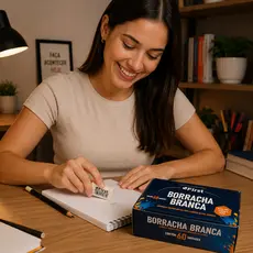 Kit Caixa Borrachas Brancas Escolar Escritório Descartável 60 Unidades