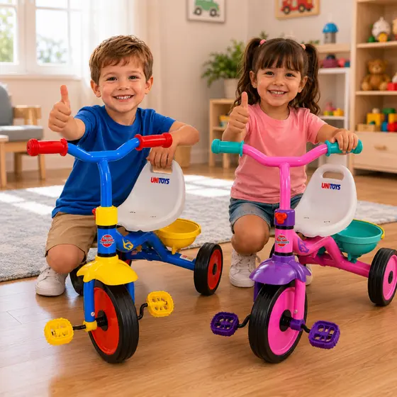 Triciclo Infantil Motoca Rosa  ou  Azul +18 Meses Unitoys Pedal Seguro Resistente Até 30kg Confortável