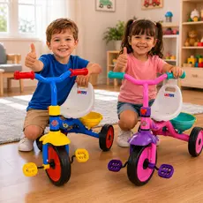 Triciclo Infantil Motoca Rosa  ou  Azul +18 Meses Unitoys Pedal Seguro Resistente Até 30kg Confortável