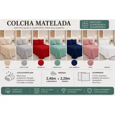 Colcha Cobre Leito Vitória Casal Padrão Box 2,40m x 2,20m Com Porta Travesseiros