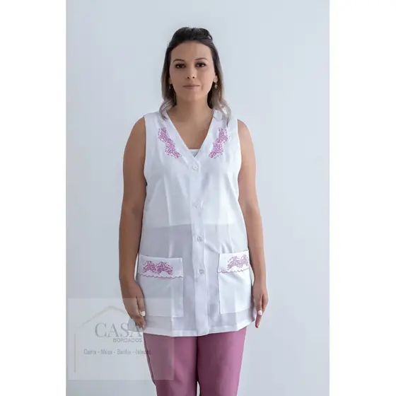 Jaleco Feminino Branco Bordado ref: 966  - PRONTA ENTREGA