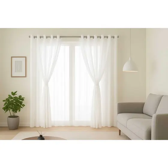 Cortina 8,00 X 2,50 Para Quarto E Sala Voil Com Forro Microfibra  - ÓTIMA QUALIDADE