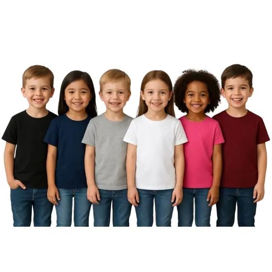 Kit 6 Camisetas Infantil Básicas Lisas Dry Fit Casual Manga Curta Unissex