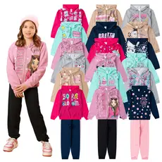 Kit 10 Peças Moletom Infantil Menina Inverno Conjunto 1 ao 14 feminino com Zíper e Capuz