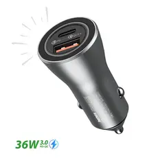 Carregador Veicular Turbo 36W Remax Quick Charge USB + Tipo-C iPhone, Samsung, Xiaomi, Motorola