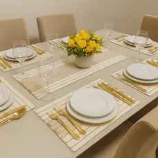 Jogo Americano 7 peças Feito em Tear Algodão Chic Decoração Imperdível Promoção
