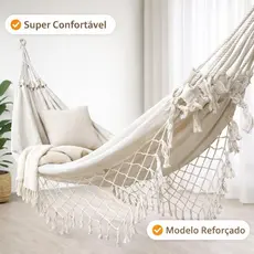 Rede de Descanso Casal Reforçada com Franjas Algodão | Confortável Resistente e Decorativa