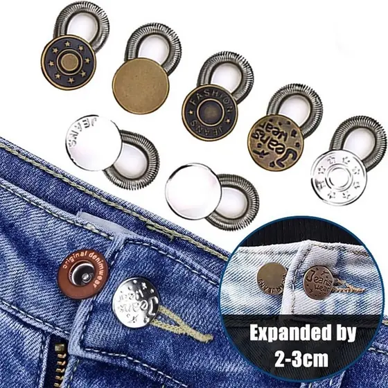 5Pcs Botão Elástico Metálico Mola Calça Extensor Acessórios De Cintura Jeans Ferramenta De Costura
