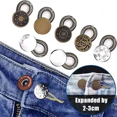 5Pcs Botão Elástico Metálico Mola Calça Extensor Acessórios De Cintura Jeans Ferramenta De Costura