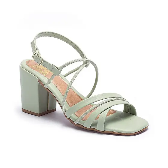 Sandália Vi Bela Feminina Tiras Conforto Salto Grosso Moda Estilo Cores Tendência Salto Bloco Médio