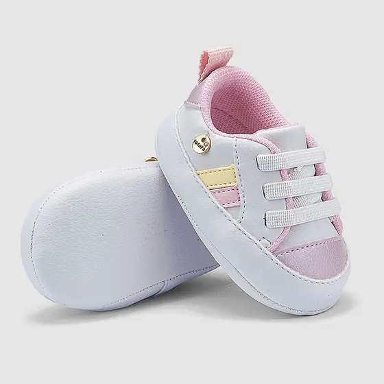 Tênis Bebe Com Elástico Infantil Baby Menina Colors Branco Outono Inverno - FOFOPÉ