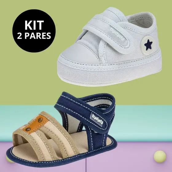 Kit 2 Pares Sapatinho Bebê Menino Tênis E Sandália