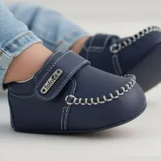 Sapato Mocassim com Velcro Bebê Menino Confortável Primeiros Passos - 13 ao 17