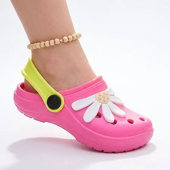 Sandalia Infantil Menina Flor  Calce Facil Leve Emborrachado Escolar