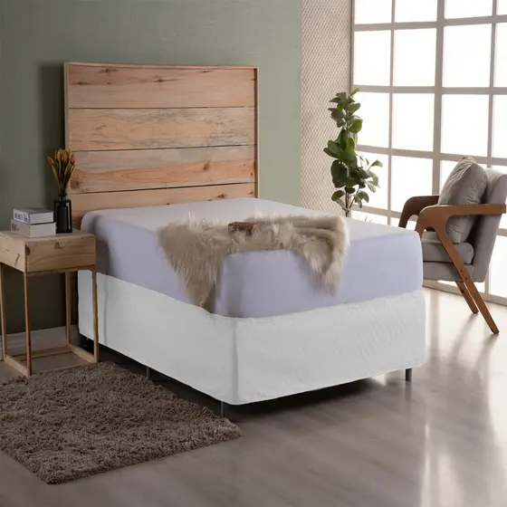 Saia Box Matelada com Elástico Solteiro Branco